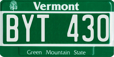 VT license plate BYT430