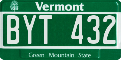 VT license plate BYT432