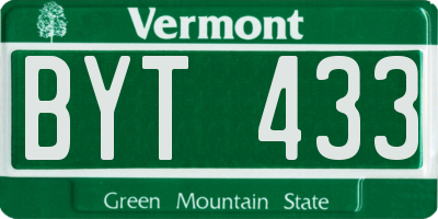 VT license plate BYT433