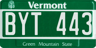 VT license plate BYT443