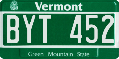 VT license plate BYT452