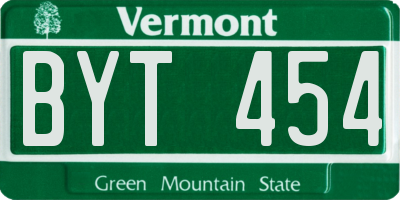 VT license plate BYT454