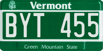 VT license plate BYT455