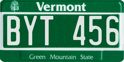 VT license plate BYT456