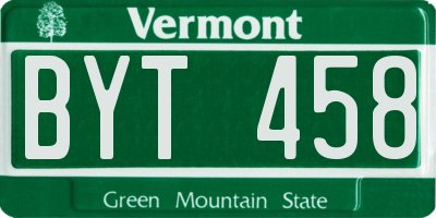 VT license plate BYT458