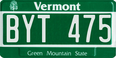 VT license plate BYT475
