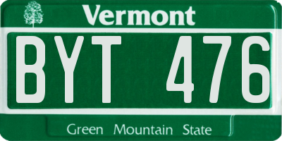 VT license plate BYT476