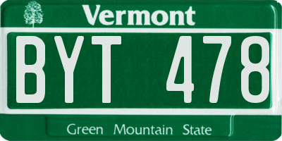 VT license plate BYT478