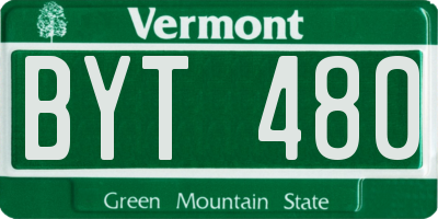 VT license plate BYT480