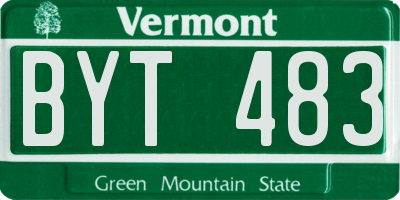 VT license plate BYT483
