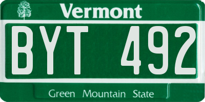 VT license plate BYT492
