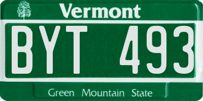 VT license plate BYT493