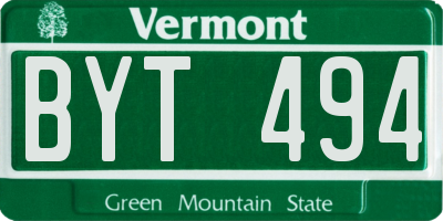 VT license plate BYT494
