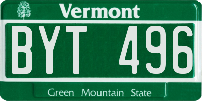 VT license plate BYT496
