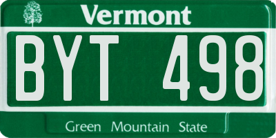 VT license plate BYT498