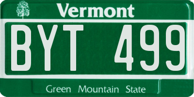 VT license plate BYT499