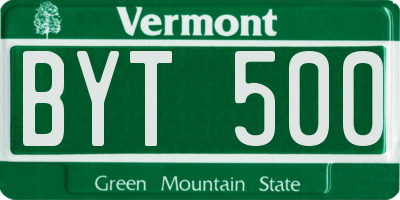 VT license plate BYT500