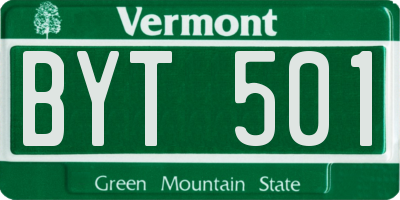VT license plate BYT501