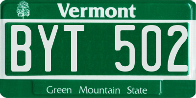 VT license plate BYT502