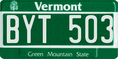VT license plate BYT503