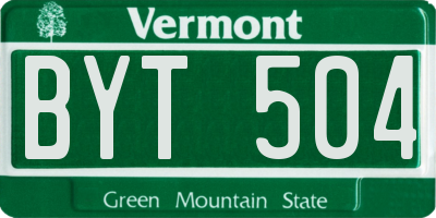 VT license plate BYT504
