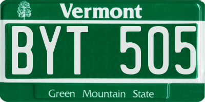 VT license plate BYT505