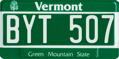 VT license plate BYT507