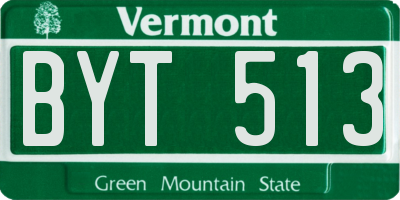 VT license plate BYT513