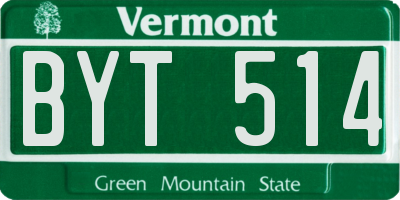 VT license plate BYT514