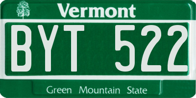 VT license plate BYT522