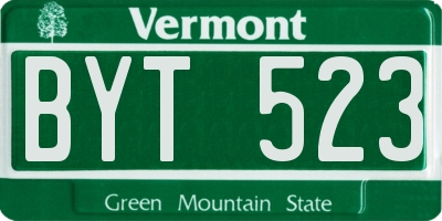 VT license plate BYT523