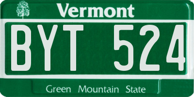 VT license plate BYT524