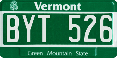VT license plate BYT526
