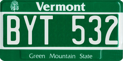 VT license plate BYT532