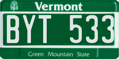 VT license plate BYT533