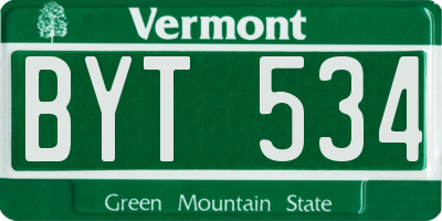 VT license plate BYT534