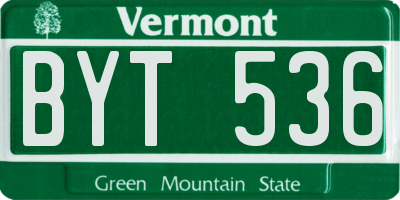 VT license plate BYT536