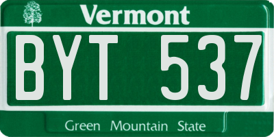 VT license plate BYT537