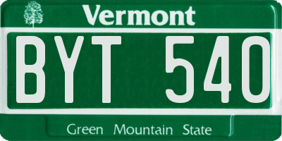 VT license plate BYT540