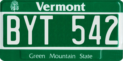 VT license plate BYT542