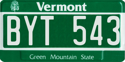 VT license plate BYT543