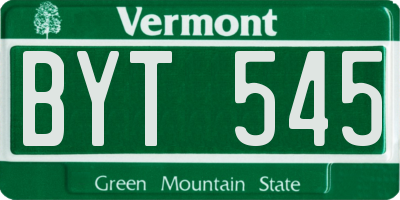 VT license plate BYT545