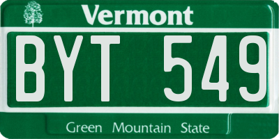 VT license plate BYT549