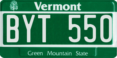 VT license plate BYT550