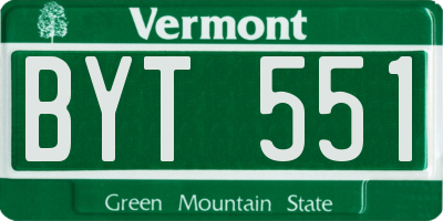 VT license plate BYT551