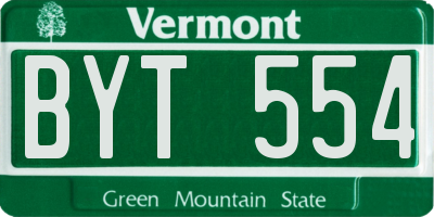 VT license plate BYT554