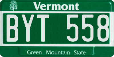 VT license plate BYT558