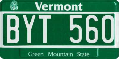 VT license plate BYT560