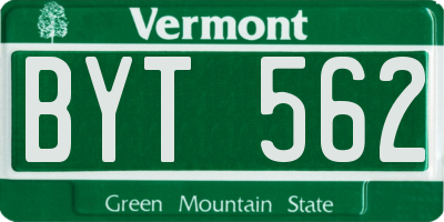 VT license plate BYT562