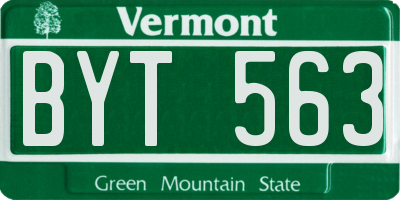 VT license plate BYT563